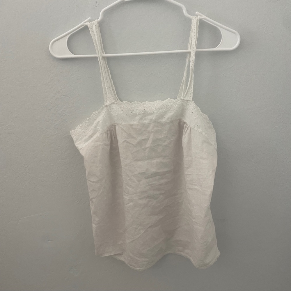 White Lace Trim Women's Top